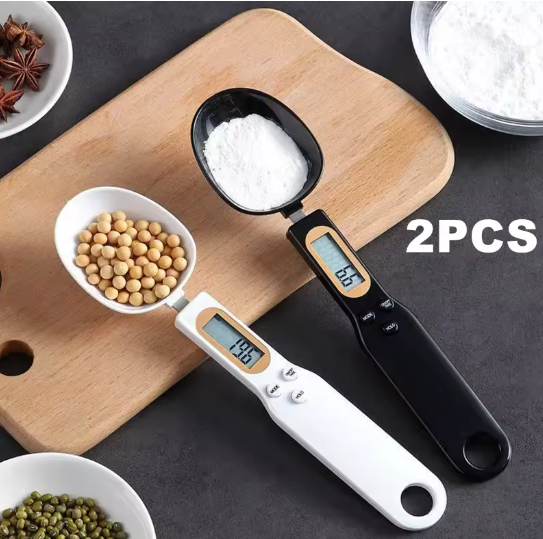 Set of 2 Mini Spoon Scale Digital Kitchen Scale Electronic LCD Food Scale 0.1-500g Cooking Flour Milk Coffee Powder Weight Measure Spoon