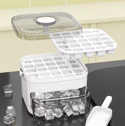 50-Cube Ice Maker with Easy Press Cap Double Layer Ice Cube Maker Refrigerator Household Ice Storage Ice Box