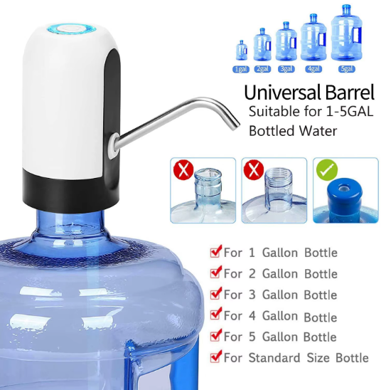1pcWhite/Black Water Bottle Pump USB Charging Auto Switch Drinking Dispenser Charging One Click Auto Switch Drink Pump Dispenser