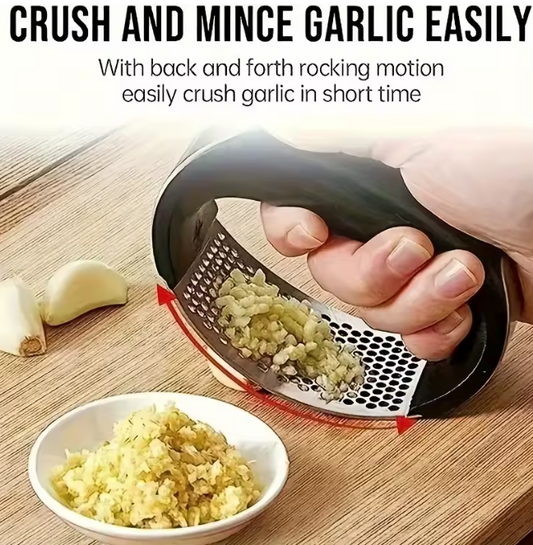 Stainless Steel Garlic Press 10cm, Heavy Duty Mincer for Garlic Ginger, Easy Clean Kitchen Gadget