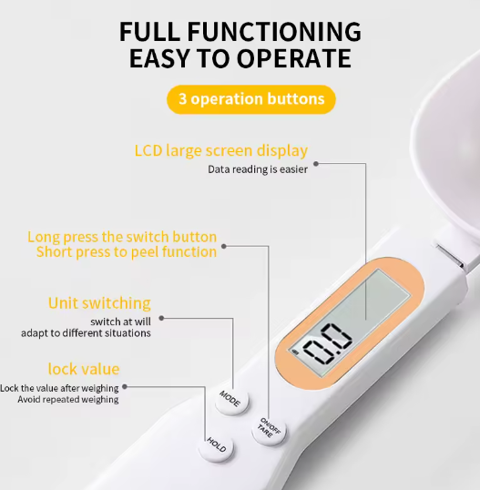 Set of 2 Mini Spoon Scale Digital Kitchen Scale Electronic LCD Food Scale 0.1-500g Cooking Flour Milk Coffee Powder Weight Measure Spoon